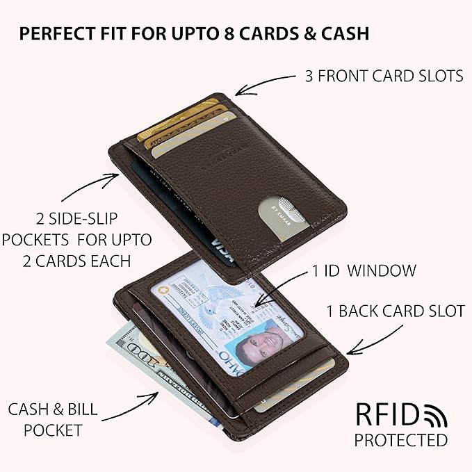 KARAKORAM Vertical Handcrafted Premium Leather Front Pocket Credit Card Holder - Image 6