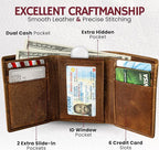 BULL GUARD Best Leather Men's RFID Trifold Wallet - Image 6