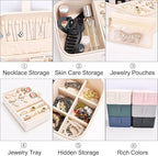 2 Layer Portable Jewelry Box, Large Jewelry Travel Case - Image 4
