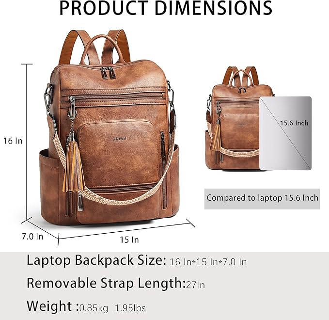 Shrrie Vegan Leather Laptop Backpack - Image 3