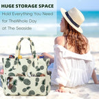 LEDAOU Large Beach Tote Bag Women Waterproof Sandproof Zipper Beach Tote Bag - Image 5