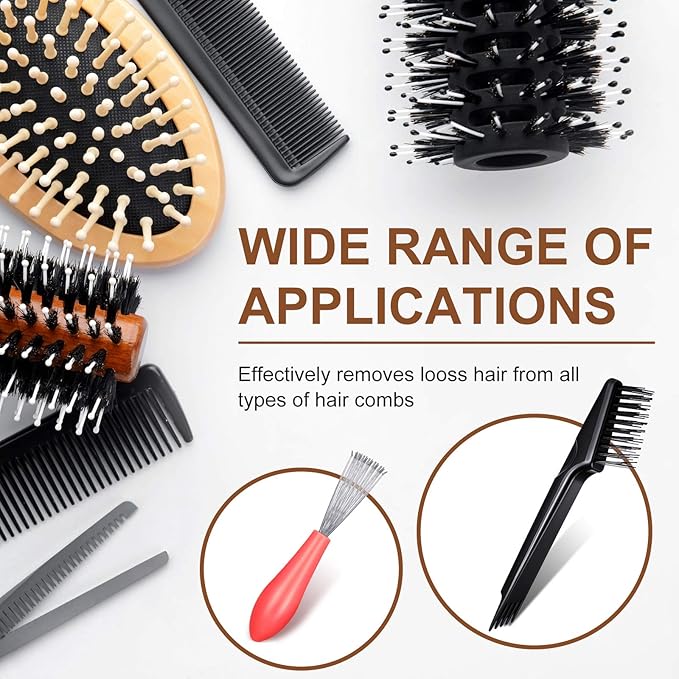 5-Piece Comb Cleaner Set - Rake, Brush and Tool for Removing Hair, Dust from Different Combs, Ideal for Home and Salon Use