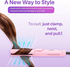 Asani 360° Airflow Styler - 2-in-1 Professional Curling Wand & Hair Straightener - Flat Iron Curler with Cooling Fan, Air Vents - Crimper Styling Tool for Volume & All-Day Curls - for All Hair (Pink)