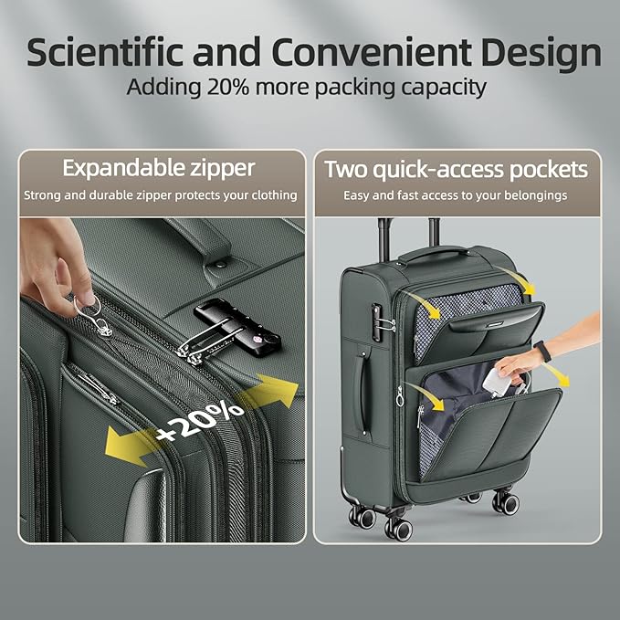 SHOWKOO Luggage Sets 3 Piece Softside Expandable Lightweight Durable Suitcase - Image 5