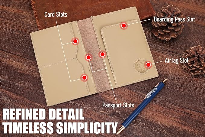 STAR VISTA Albatross Leather Travel Passport Holder, Minimalist Design - Image 4