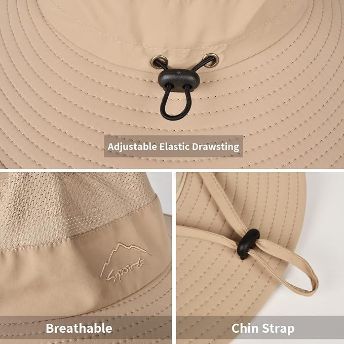 Sun Hats for Men Women Fishing Hat UPF 50+ Breathable Wide Brim Summer UV - Image 6