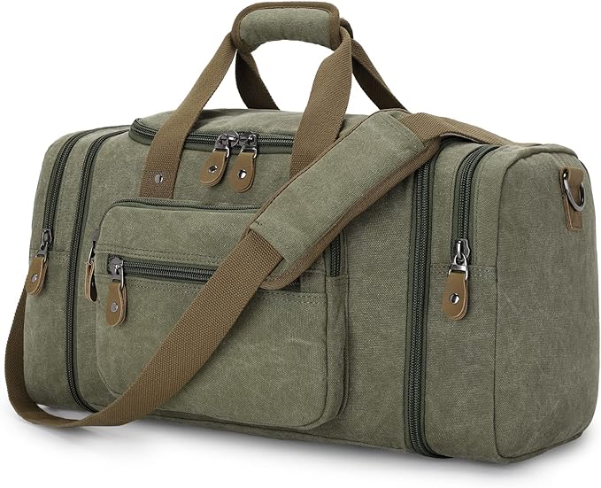 Gonex Canvas Duffle Bag for Travel 50L Duffel Overnight Weekender Bag by Gonex
