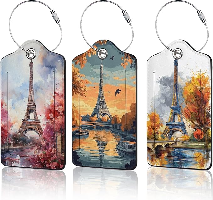 3 Pack Eiffel Tower Luggage Tags by Unknown