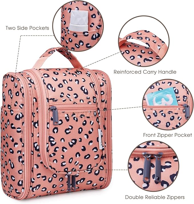 Narwey Small Hanging Cheetah Toiletry Bag Women Travel Makeup Bag Organizer - Image 4