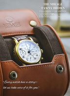 Leather Watch Rroll Travel Case Single Watch Roll Holder Tawny Brown Full Grain - Image 2