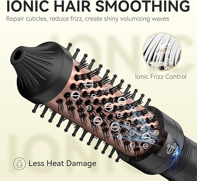 Thermal Brush, MINI & Tiny 1 Inch Ionic Heated Round Brush for Smooth Style, Tourmaline Ceramic Cepillo para Pelo for Short to Medium Hair, Adjustable Temperature, Dual Voltage, Compact-Size