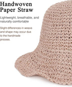 Womens Wide Brim Straw Sun Hat Foldable Floppy Crochet Beach Hat - Image 3