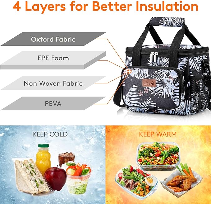 Lifewit Medium Lunch Bag Insulated Lunch Box Soft Cooler Cooling Tote - Image 2