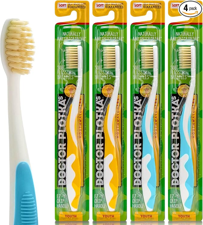 MOUTHWATCHERS Soft Childrens Flossing Manual Toothbrush, Value Pack of 4 by Mouthwatchers