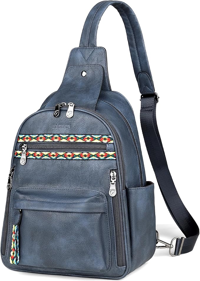 FADEON Large Sling Bag for Women, Leather Crossbody Purse Designer Anti Theft - Image 9