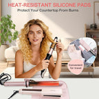 Heysam Silicone Heat Resistant Mat for Flat Iron Hair Straightener Pad, Travel Portable Curling Iron Pad, Non-Slip Vanity Mat for Hair Tools, Size 9"x6.5", Rose Red