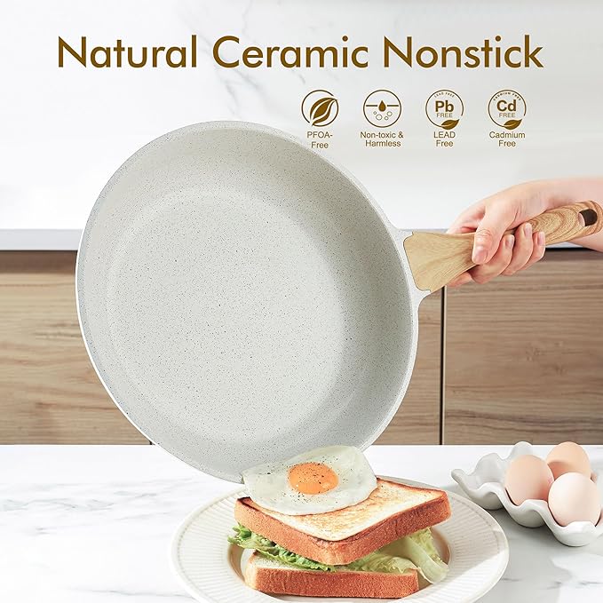 SENSARTE Nonstick Ceramic Frying Pan Skillet, 11 Inch Omelet Pan, Healthy Non - Image 2