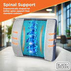 BLACK+DECKER Cooling Gel Lumbar Memory Foam Cushion – Ergonomic Back Support - Image 3