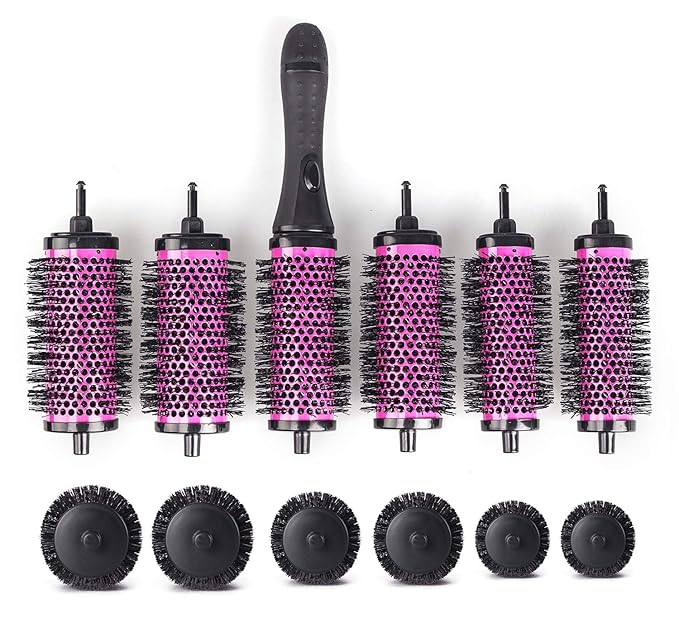 Round Brush for Blow Out - Round Hair Brush Set with Detachable Barrels Styling Tool, Roller with 6 Barrels 1 Handle, 3 Different Hair rollers to Create Your Hairstyle