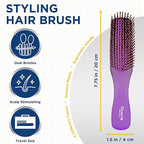 Giorgio GION1PP Neon Purple 7.75 inch Gentle Touch Detangler Hair Brush for Men and Women. Soft Bristles for Sensitive Scalp. Wet and Dry for all Hair Types. Scalp Massager Brush Stimulate Hair Growth