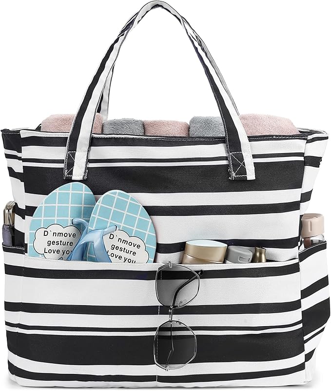 LEDAOU Large Beach Tote Bag Women Waterproof Sandproof Zipper Beach Tote Bag by LEDAOU