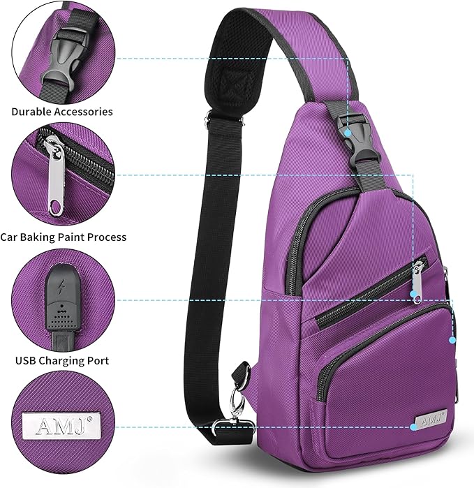 AMJ Crossbody Sling Bag Men Women, Casual Shoulder Backpack, Chest Daypack - Image 3
