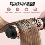 Thermal Brush Set, 3-in-1 Non-Blowing Heated Round Brush with Adjustable Temp, Fast Heating Titanium Ceramic, Dual Voltage, Hair Curling Iron with Detachable Barrels (1.18/1.5/1.77")