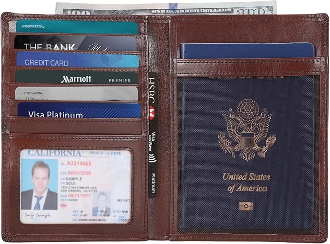 Polare Luxury RFID Blocking Leather Passport Holder Travel Wallet - Image 2