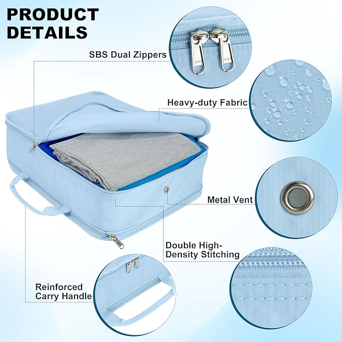 Compression Packing Cubes for Travel Essentials, 2 Pack Expandable Travel Cubes - Image 3