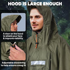 ANYOO Hooded Rain Poncho for Adults Waterproof Lightweight Rain Coat for Men - Image 5