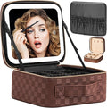 Makeup Travel Train Case with Mirror LED Light 3 Adjustable Brightness Large by Extrei+Gent