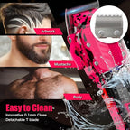 Professional Hair Clippers for Men, Cordless Barber kit for Hair Cutting & Grooming, Pink Hair Clippers Set for Barber Haircut with LED Display 8 Fade Taper Combs