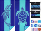 2 Pack Microfiber Lightweight Beach Towel 71"x32" Oversized Extra Large Thin by Qinqinamu