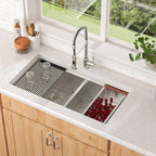 Lordear 36 Inch Undermount Kitchen Sink Double Bowl Stainless Steel Kitchen - Image 9