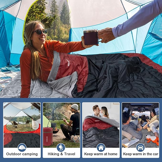 Double Sleeping Bag for Adults Machine Washable 2 Person Camping Sleeping Bag - Image 8