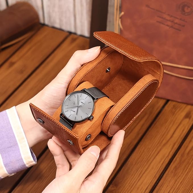 JOYIR Single Watch Roll for Travel | Genuine Leather Watch Pouch Case - Image 2