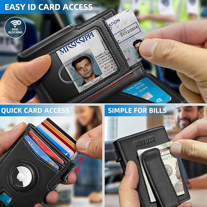 Airtag Wallet for Men, with Money Clip 10 Cards Metal Case Smart Slim Pop Up - Image 5