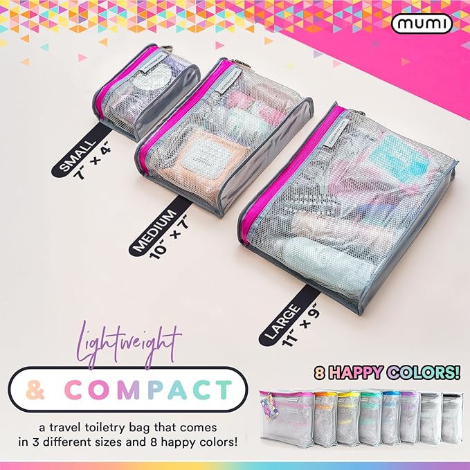 MUMI Travel Toiletry Bag Set of 3 – Clear TSA Approved Toiletry Bags - Image 7