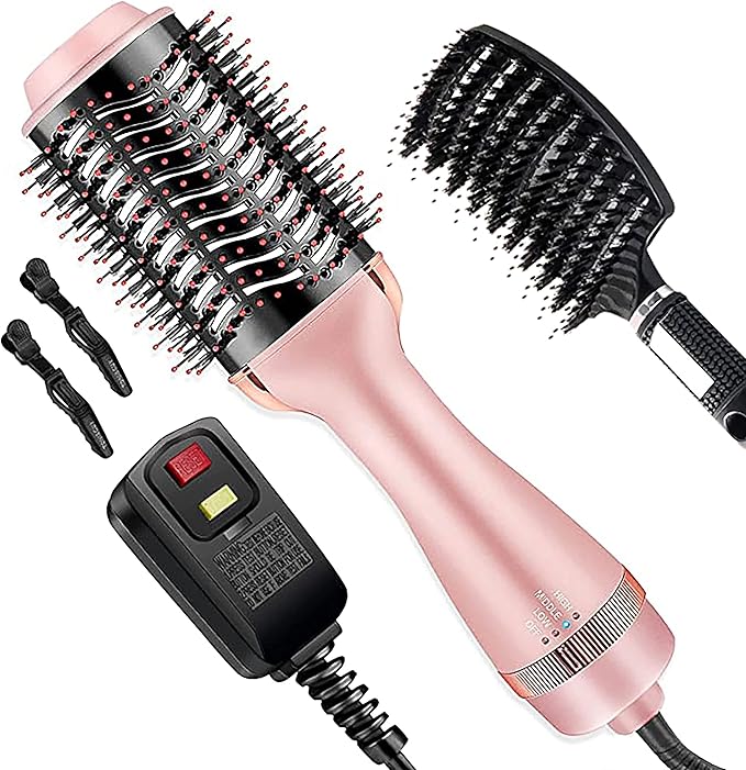Cosermart 4 in 1 Hot Air Brush with Negative Ion Anti-frizz Blowout Brush for Drying, Straightening, Curling, Salon Volumizing