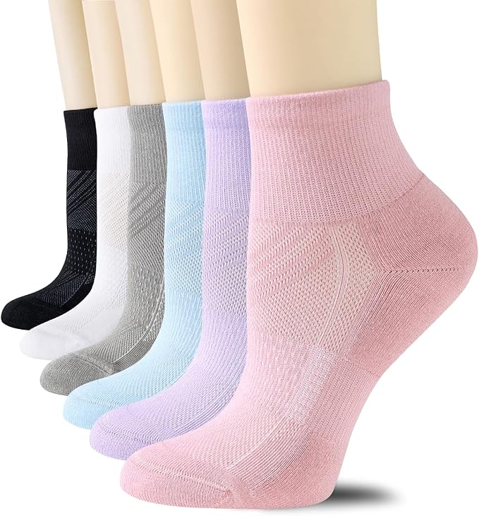 CS CELERSPORT 6 Pairs Women's Running Ankle Socks Athletic Sport Socks Cushioned by CSCELERSPORT