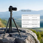 Carbon Fiber Camera Tripod, 1/4" Arca QR Plate, Compact Lightweight Travel - Image 2