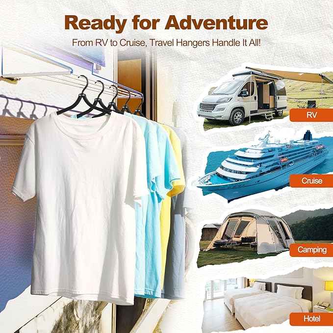 HOUSE DAY Foldable Travel Hangers 20 Pack w/10 Clips, Cruise Essentials 2025 - Image 3