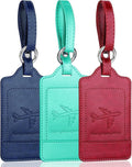 Teskyer Luggage Tags, 3 Pack Premium PU Leather Luggage Tags Privacy Protection by TESKYER