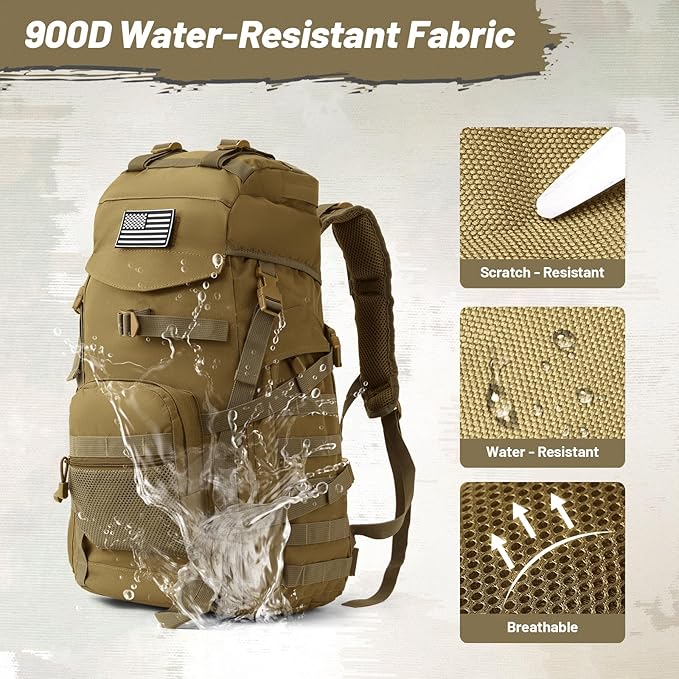 50L Tactical Backpack for Men and Women, Water-Resistant Molle Rucksack - Image 5