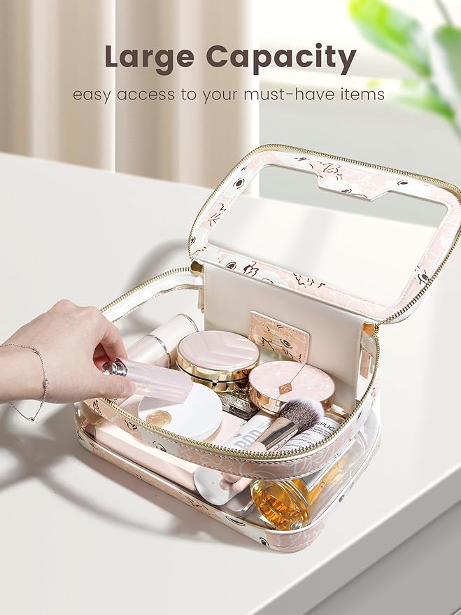 ROWNYEON Clear Makeup Case Toiletry Bag Multipurpose Travel Makeup Train Case - Image 5