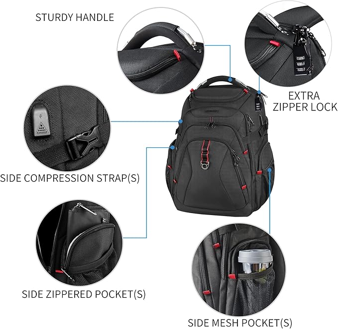 KROSER Travel Laptop Backpack 17.3 Inch XL Computer Backpack - Image 4