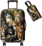 Luggage Cover + Tag, Cats Family Travel Suitcase Protector by BWEGRHE