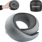 WANDER PLUS® Travel Neck Pillow, Pure Memory Foam Neck Pillow by WANDERPLUS