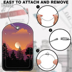 Abstract Mountain Forest Moon Leather Luggage Tag - Image 4
