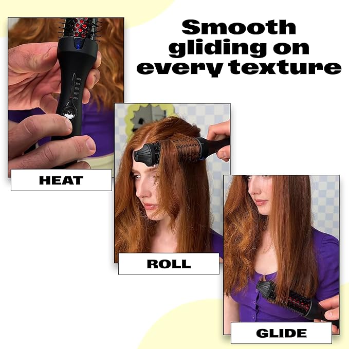 Trademark Beauty Infrared Ionic Thermal Styling Brush Hot Rod - Hair Brush with Round 1.5 Inch Barrel - Frizz Control & Shine - Volumizing Hot Brush for Straight or Curly Hair - Pink